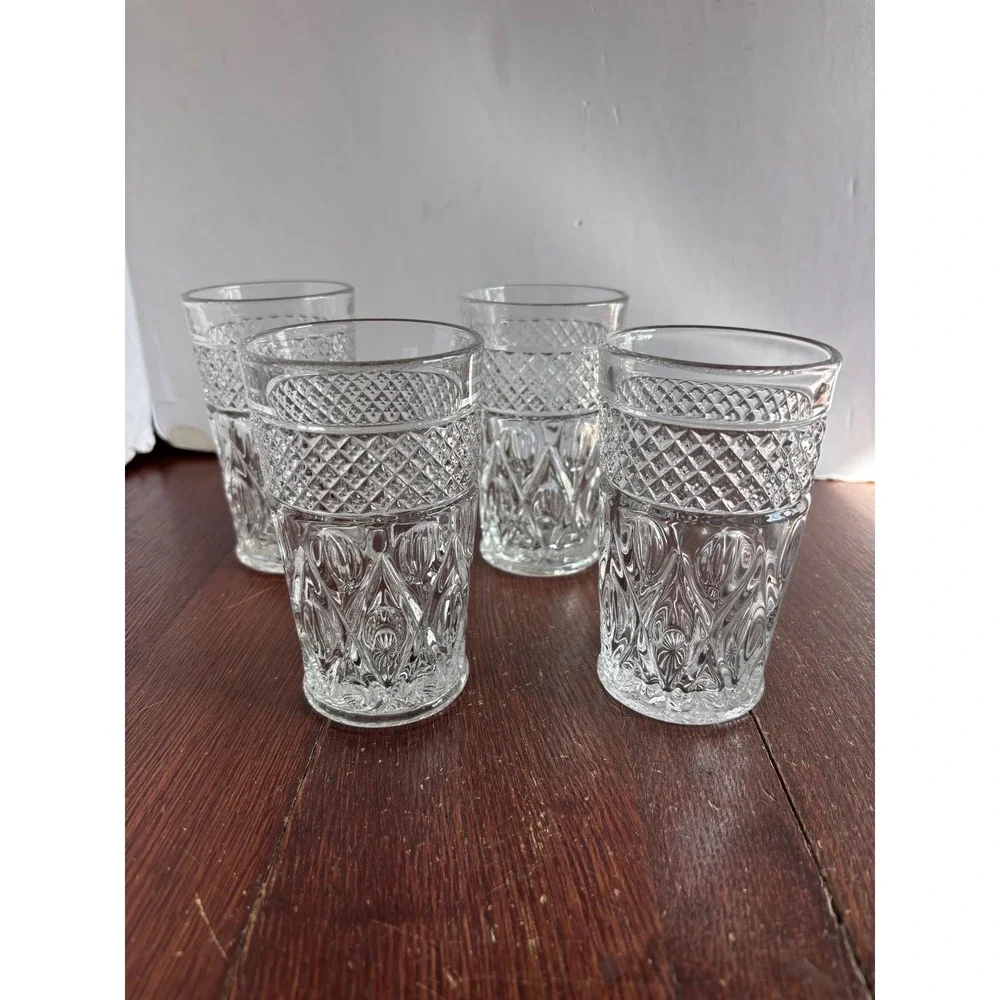 Imperial Glass Cape Cod Clear Flat Tumblers Set of 4 Vintage Juice Water Glasses